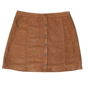 Hollister Brown Faux Suede Button Front Mini Skirt Size 9
